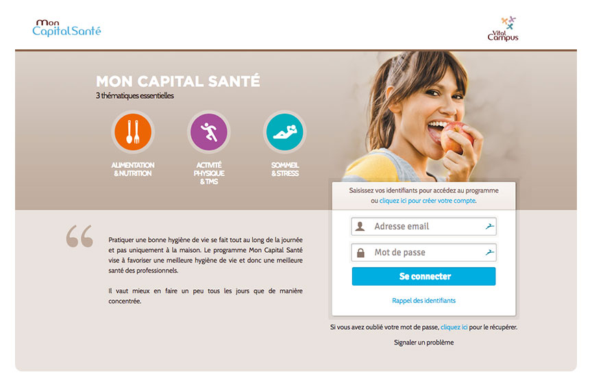 Présentation de l'accès à la plateforme de Mon Capital Santé