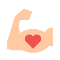 Pictogramme-bras-musclé-et-bon-coeur