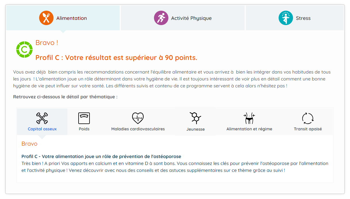 Extrait du profil alimentation capital osseux